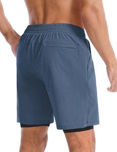 Pantalones cortos de malla atléticos personalizados con forro de compresión bolsillo para teléfono estilo deportivo para entrenamiento deportes Fitness gimnasio correr Jogging - Product Image 3