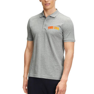 Camiseta polo personalizada con cuello en V para hombre, de algodón 100% grueso, corte holgado, manga larga, con logo impreso en DTF personalizado. - Product Image 1