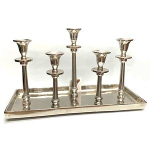 Bougeoir classique à 5 bras en aluminium, plateau en aluminium, qualité standard Bess, finition et polissage de qualité supérieure, nickelé - Product Image 1