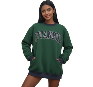 Sweat-shirts pour femmes en coton/polyester épais, respirants, à col montant, décontractés pour l'hiver, avec logo personnalisé - Product Image 1