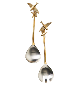 Cubiertos con extremo sentado para pájaros, cubiertos de acero inoxidable, servidor de ensalada con acabado moderno, cubiertos de mesa de comedor más vendidos, mango de Metal - Product Image 1