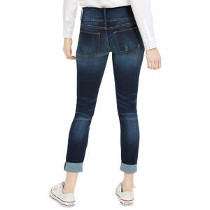 Jeans Skinny Indigo Rein Junior a Vita Media con Triplo Bottone e Risvolto, Stile Boyfriend in Denim Blu, Taglia XL, Lavabile, con Stampa Blu 5 - Product Image 2