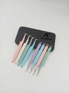 Nuevas pinzas de extensión de pestañas Kitty Icon, colores claros personalizados, bota delgada de 90 grados, diseño CNC, pinzas de volumen de pestañas - Product Image 3