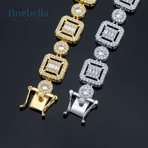 13mm 18K Solid Gold <b>Iced</b> <b>Out</b> Tennis Bracelet for Men High Quality Hip Hop Style Baguette & Round Cut Moissanite Jewelry - Product Image 5