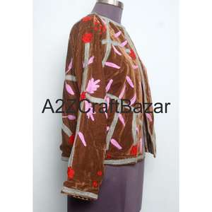 Veste en velours brodée à la main pour femmes, automne-hiver, approvisionnement ODM, motif floral respirant, séchage rapide - Product Image 4
