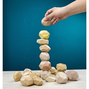 Stacking Stone - <b>Wooden</b> Stone Balancing <b>Block</b> Toy Stacking <b>Building</b> Games / Nordic Style Stacking Pepples Colored <b>Wooden</b> Stones - Product Image 2