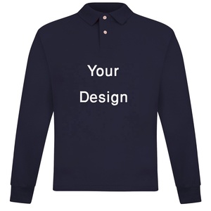 Haute qualité 100% coton hommes pour polos à manches longues bouton couleur unie avec la dernière conception d'impression Logo personnalisé - Product Image 4