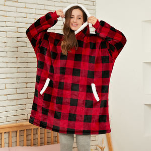 Cozy <b>Oversized</b> Sweatshirt Women's <b>Blanket</b> <b>Hoodie</b> with 3D Embroidery Sherpa Wearable <b>Blanket</b> for <b>Men</b> Knitted Lined Design - Product Image 3