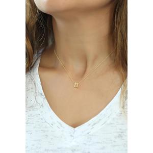 Collar con colgante de letra B tridimensional en plata de ley 925 Azuris TR, hecho en Turquía - Product Image 1