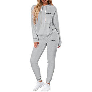 Trajes de lana de 2 piezas de invierno personalizados para mujer, Jersey corto con capucha estampado, sudadera, pantalones de chándal, chándales - Product Image 5