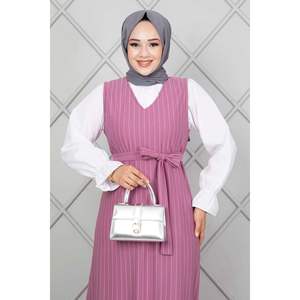 ชุดเสื้อกั๊กฮิญาบคอวีลายดอกกุหลาบ - Product Image 3