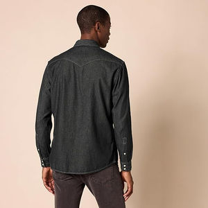 Camisas de Mezclilla de Alta Calidad para Hombre, Estilo Casual de Primavera y Otoño, Manga Larga, Bolsillo en el Pecho, Cuello de Solapa - Product Image 4