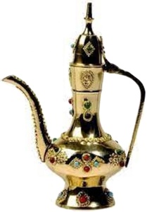 Hand Crafted Brass Aftaba With Gold Arabic Brass Metal Aftaba Silapchi Set With <b>Stand</b> - Product Image 2