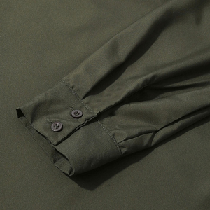 เสื้อคอตั้งแขนยาวสีเขียวมีกระดุมหรูหรา, ผ้าฝ้ายระบายอากาศได้ดี - Product Image 6