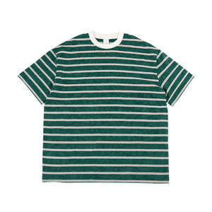 Camisa de manga corta de punto a rayas Retro personalizada de alta calidad para hombre Spandex/poliéster Formal cuello alto cuello delantero - Product Image 4