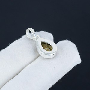 Elegante colgante de lágrima de cuarzo ahumado hecho a mano piedra preciosa plateada con ajuste de bisel joyería de piedra única para mujer al por mayor - Product Image 3