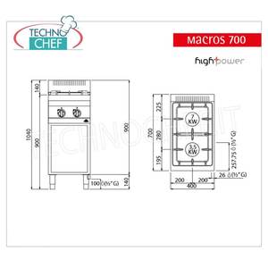 Cuisinière à gaz 2 brûleurs sur meuble ouvert, 10,5 kW - Product Image 2
