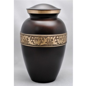 Urne funéraire en laiton pour cendres humaines adultes avec finition brune et dorée, urne funéraire commémorative gravée pour la vente en gros - Product Image 2
