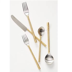 Ensemble de couverts en métal argenté le plus récent avec poignée forgée à la main en or pour la maison et le mariage ensemble de couverts de vaisselle - Product Image 2