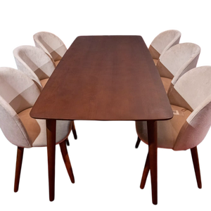 Enlander Ensemble de salle à manger moderne de 6 places avec design rectangulaire en bois de frêne brun massif pour la maison, la villa, l'hôtel et le restaurant - Product Image 1