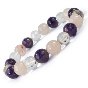Pulsera de Cristal Curativo de Amatista, Cuarzo Rosa y Cuarzo Transparente - 10mm, Cargada con Reiki, Joyería para Mente, Cuerpo y Alma - Product Image 5