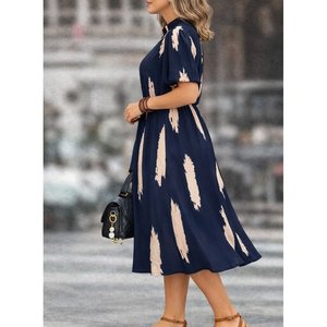 Vestido Midi Estampado de Manga Corta y Cuello Alto para Mujer, Elegante y Casual para Uso Diario, Modelo 32694 - Product Image 2