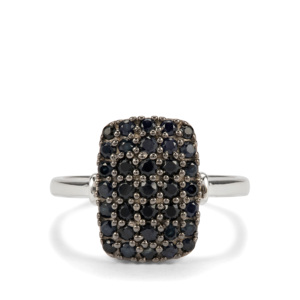 Bague en saphir bleu nuit birman naturel 1,19 ct, argent sterling plaqué rhodium, bijoux fins - Product Image 2