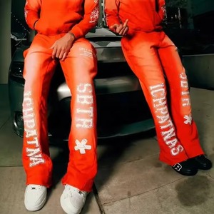 Sweat à capuche vintage personnalisé et pantalons de survêtement survêtement ensemble deux pièces sérigraphie DTG survêtement délavé à l'acide pour hommes survêtement - Product Image 3