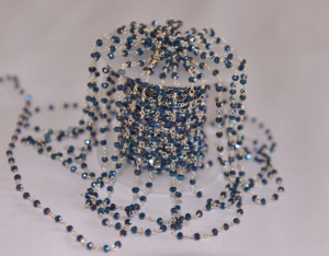 Chaîne de chapelet en perles de verre pyrite bleue plaquée argent de 3 mm, faite à la main, enveloppée de fil, pour la fabrication de bijoux, bracelets et colliers - Product Image 2