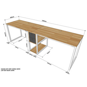 โต๊ะทำงานสำนักงานสไตล์มินิมอลโมเดิร์น รุ่น BD68064 ขนาด 240x60x75 ซม. พร้อมฐานตู้ไม้ในตัว เฟอร์นิเจอร์หรูหราสำหรับใช้งานสองคน - Product Image 4