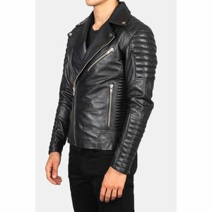 Veste en cuir véritable pour homme OEM, col montant, logo frontal, écologique, coupe-vent, fermeture éclair de haute qualité, vente en gros, ventes chaudes - Product Image 3