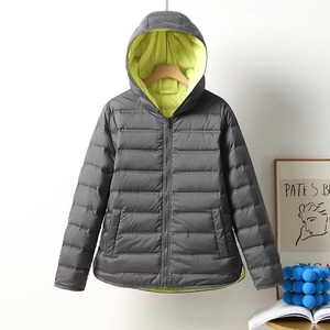 Chaqueta con capucha de moda de Invierno para mujer, abrigo sin costuras para ancianos informal ultraligero, prendas de vestir superiores para mamá - Product Image 4