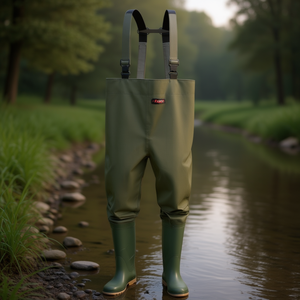 Cuissardes de pêche vert olive taille 46 en PVC sur tissu de support en polyester, lot de 3780 - Product Image 3