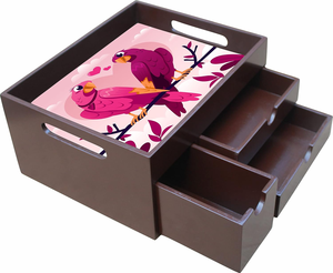 Caja de cajón de joyería de madera con estampado de esmalte artístico para tesoros personales y almacenamiento elegante de Tradebyd - Product Image 4