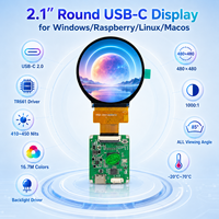 Módulo de Pantalla LCD TFT Circular de 2.1 Pulgadas con Interfaz USB 2.0 Tipo-C, 480x480, Pantalla Inteligente para Windows/Raspberry/Linux/MacOS