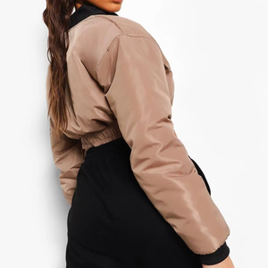 Chaquetas Bomber de Moda para Mujer con Cuello Alto, al por Mayor, Tallas Grandes, Logotipo Personalizado, Color Sólido, Cómodas - Product Image 5