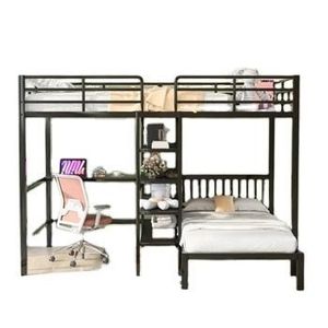 <span class=keywords><strong>Lit</strong></span> mezzanine en métal <span class=keywords><strong>gain</strong></span> <span class=keywords><strong>de</strong></span> <span class=keywords><strong>place</strong></span> avec bureau, étagères et <span class=keywords><strong>lit</strong></span> double, <span class=keywords><strong>lit</strong></span> superposé robuste en acier pour petits espaces, dortoir, chambre à coucher - Product Image 1