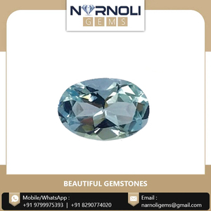 ซื้ออัญมณีสีฟ้า100% ธรรมชาติขนาด11.8x8.2มม. รูปไข่เหมาะสำหรับต่างหูสร้อยคอและแหวน - Product Image 2