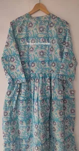 Standard Quality Floral Block Print Dress Cotton Handmade Dress Available at Wholesale Price Skater Circle Dress - Product Image 4