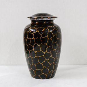 Urna Funeraria de Aluminio Clásica Negra Dorada de Alta Calidad para Adultos, Suministros Funerarios, Urna Conmemorativa de 10 Pulgadas y 220 Pulgadas Cúbicas - Product Image 1