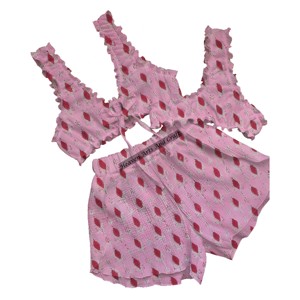 Fabricant de bikinis, bikini de haute qualité imprimé à la main, maillot de bain en coton personnalisé, ensemble soutien-gorge et short - Product Image 2