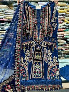 MARI A.B INSPIRADO ARTICAL CHIFFON STUFF BORDADO DUPATTA con SECUENCIA DE HILO TRABAJO PARCHES DE TERCIOPELO para ADULTO SALWAR KAMEEZ" - Product Image 3