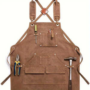 Delantal de Trabajo Unisex de Lona Resistente y Duradero con Bolsillos para Herramientas, Correas Cruzadas Ajustables para Trabajos de Carpintería y Pintura - Product Image 4