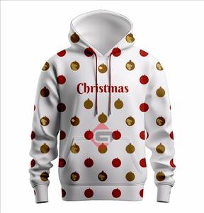 Customizable <b>Christmas</b> Logo Printed Men's Hooded Sweatshirts Solid Color Oversized Plus Size Thick Pocket Fashion <b>Hoodies</b> - Product Image 3