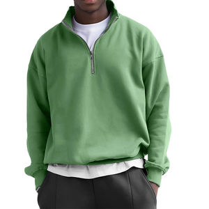 <b>Men</b> Sweatshirts Hot Sale Best Quality New Style <b>Men</b> Quarter Zipper 100% <b>Fleece</b> Customized Fashion Cotton Sweatshirts - Product Image 6