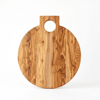 Planche de service ArtisRaw en bois d'olivier brun doré, 1,5 cm d'épaisseur, avec poignée, non toxique, écologique, 28 cm, pour pizza et charcuterie, pour la vente au détail