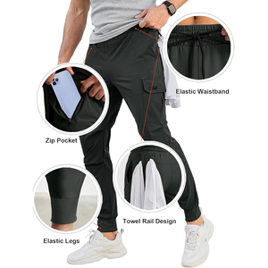 กางเกงลำลองเอวยางยืดสำหรับผู้ชายกางเกงย้อมสีล้วนแบบผูกเชือกระบายอากาศป้องกันการยับ - Product Image 2