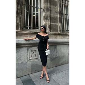 Vestido Midi Negro para Mujer missJANELL, Elegante Mezcla de Poliéster y Lycra con Doble Atlas, Estilo Elegante para Fiestas y Uso Diario, Tallas S-XL - Product Image 5