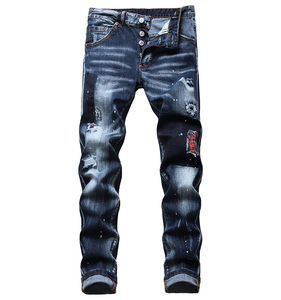 Ropa de calle para hombre, pantalones de moda, pantalones vaqueros ajustados con bolsillos de parche para hombre, pantalones vaqueros negros rotos de calle, servicio OEM - Product Image 3