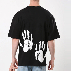 เสื้อยืดพิมพ์ลายพัฟสำหรับผู้ชายเสื้อยืดมีโลโก้ปรับแต่งได้เสื้อยืดพิมพ์ลายโอเวอร์ไซส์สำหรับทุกเพศ - Product Image 5